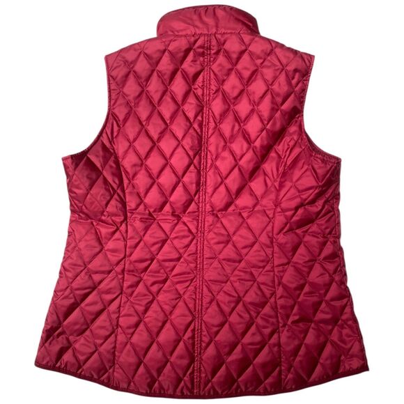 Lands’ End Women’s Red Quilted Vest XL Lightweight Zip Pockets Primaloft - Picture 6 of 12